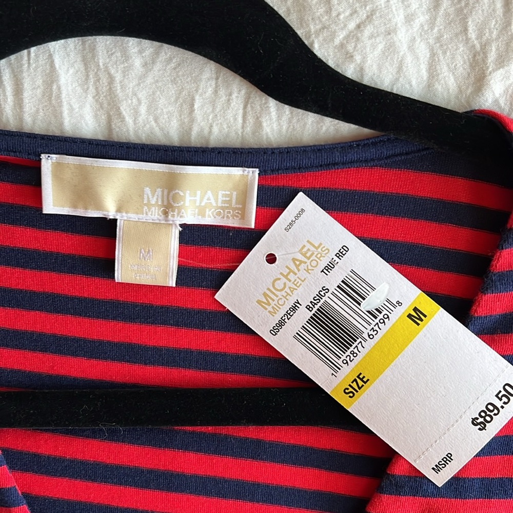 NWT Michael Kors Medium cotton long sleeve dress, navy/red sailor stripe
C - Picture 2 of 6